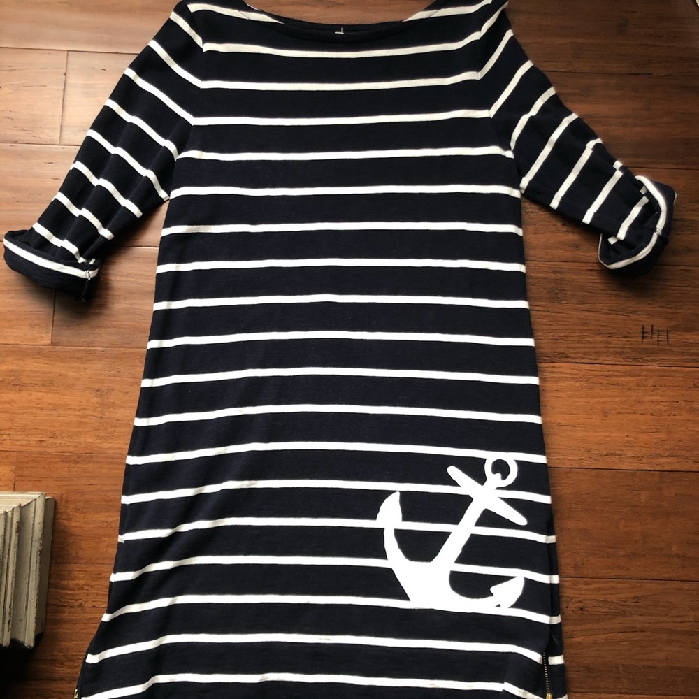 J Crew Navy and White Anchor Dress or swim Coverup